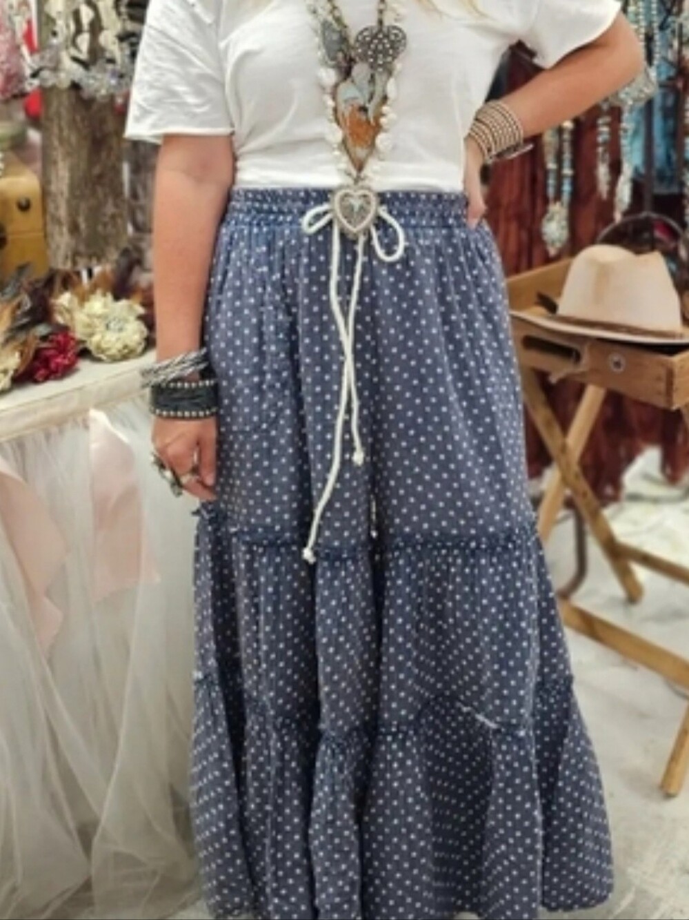NWT! A Rare BIRD Sm/med Wide Leg Polka Dotted Pants With Draw String